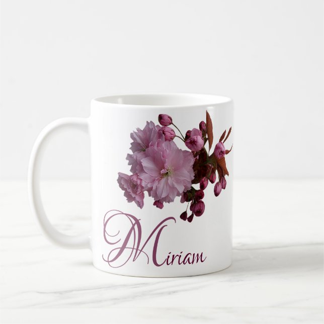 Mug Personnalisable Miriam nom rose fleurs boho C (Gauche)