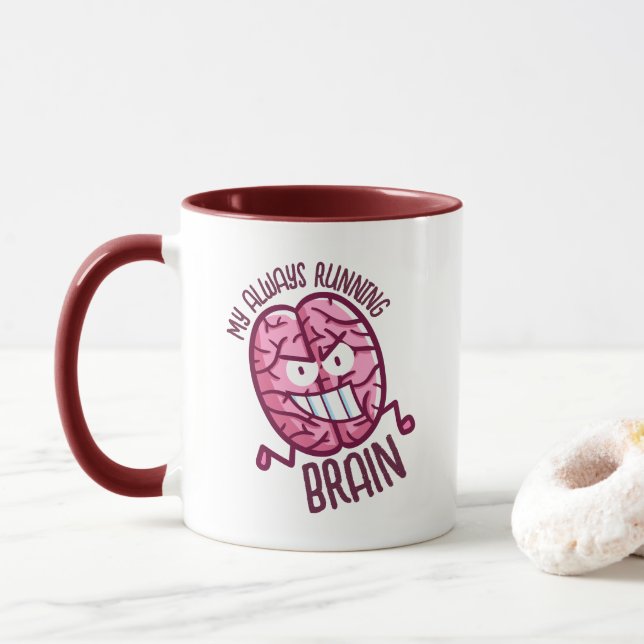 Mug Personnalisable Mon cerveau toujours en fonctionne (Avec donut)