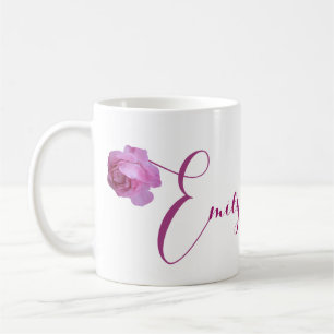 Mug Personnalisable nom Emily joli rose rose rose flor