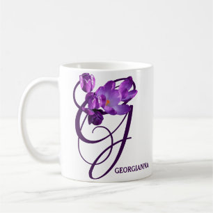 Mug Personnalisable nom Georgianna fleurs violettes