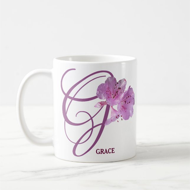 Mug Personnalisable Nom Grace joli fleurs roses floral (Gauche)
