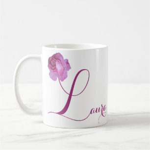 Mug Personnalisable nom Laura joli rose rose rose flor