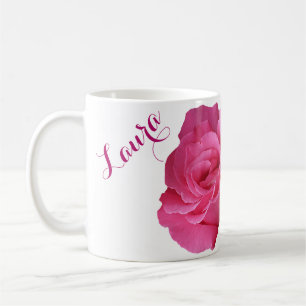 Mug Personnalisable nom Laura joli rose rose rose flor