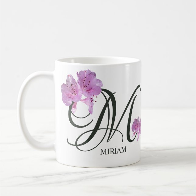 Mug Personnalisable nom Miriam jolie fille rose floral (Gauche)