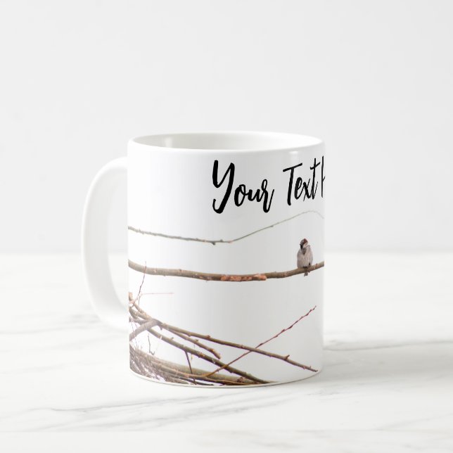 Mug Personnalisable photo contemporaine d'oiseaux blan (Devant gauche)