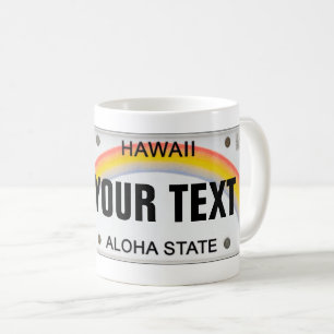 Mug (Personnalisable) Plaque de licence hawaïenne