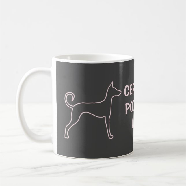 Mug Personnalisable Podenco Chien Rose Silhouette (Gauche)
