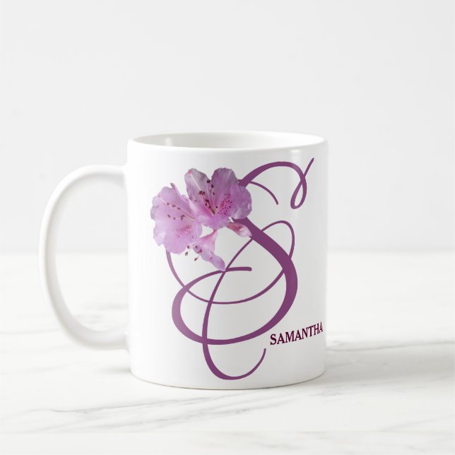 Mug Personnalisable Samantha monogramme joli rose rose (Gauche)