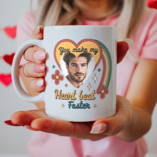 Mug Personnalisable Valentine Retro Heartbeat, personn