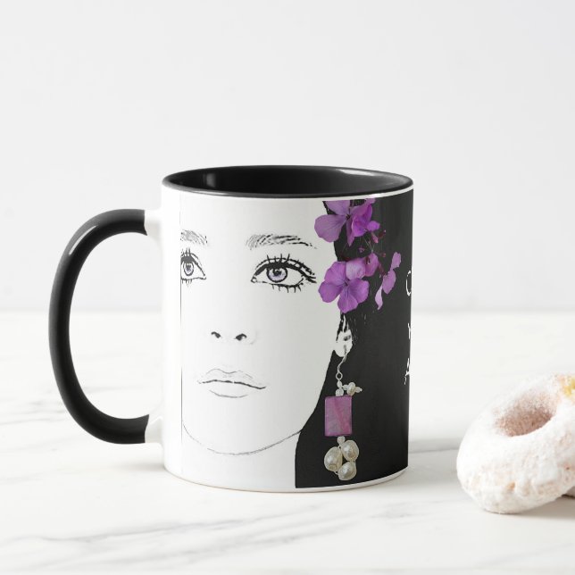 Mug Personnalisable violet mignon fille goth tendance  (Avec donut)