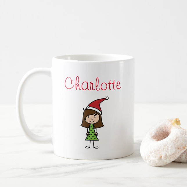 Mug personnalisation noël enfant personnage fille café (Avec donut)