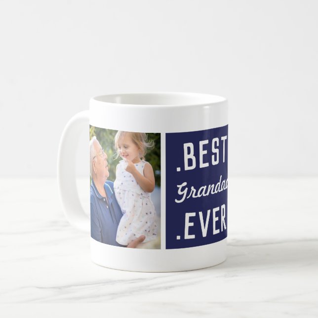 Mug Personnalisé 2 Photo Bleu Meilleur Grand-Père Jama (Devant gauche)