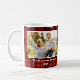 Mug Personnalisé 2 Photo Tartan Motif Joyeux Plaid