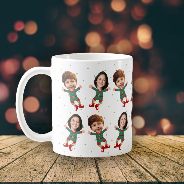 Mug Personnalisé 2 Photos Face Drôle Noël Elf Kid (Créateur téléchargé)