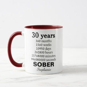 Mug personnalisé 30 ans de sobriété Cadeau de réta