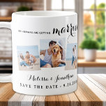 Mug Personnalisé 3 Animal Photo Chien Mariage Enregist<br><div class="desc">Célébrez votre fiançailles et offrez un mariage unique de chien enregistrer les dates avec cette photo personnalisée, et personnalisée 'My Humans Are Getting Married... Save The Date' tasse à café. Customisez avec vos photos préférées, vos noms et votre date. DROIT D'AUTEUR © 2020 Judy Burrows, Black Dog Art - Tous...</div>
