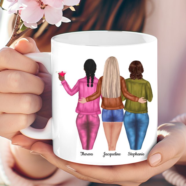 Mug Personnalisé 3 meilleurs amis (Personalized 3 Best Friends Coffee Mug)