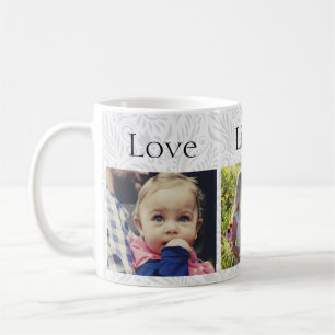 Mug Personnalisé 3 photo/ Élégant minimaliste gris flo