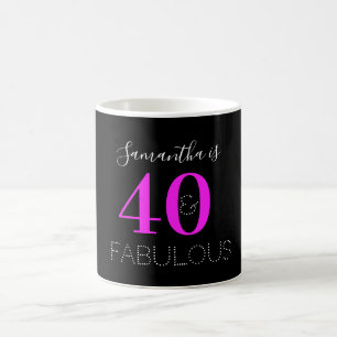 Mug Personnalisé 40e anniversaire 40 Fabuleux Neon ros