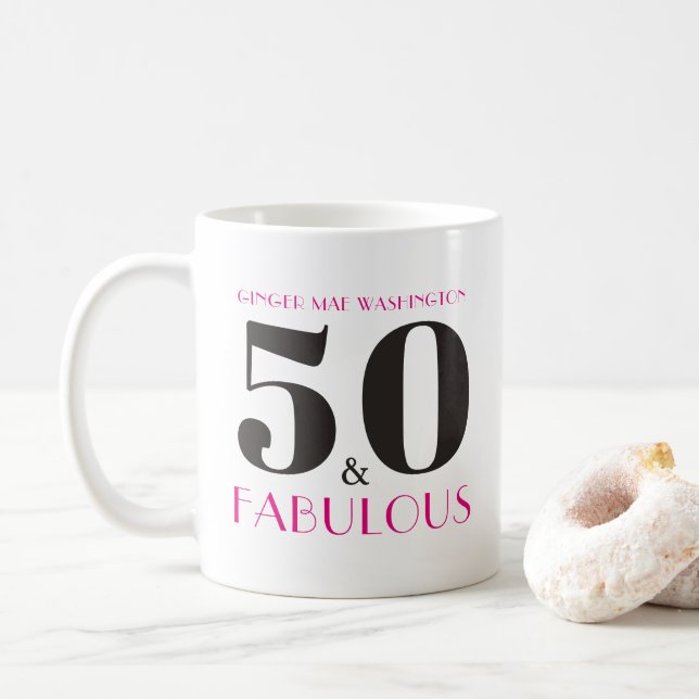 Mug personnalisé 50 et fabuleux fête d'anniversair (Avec donut)