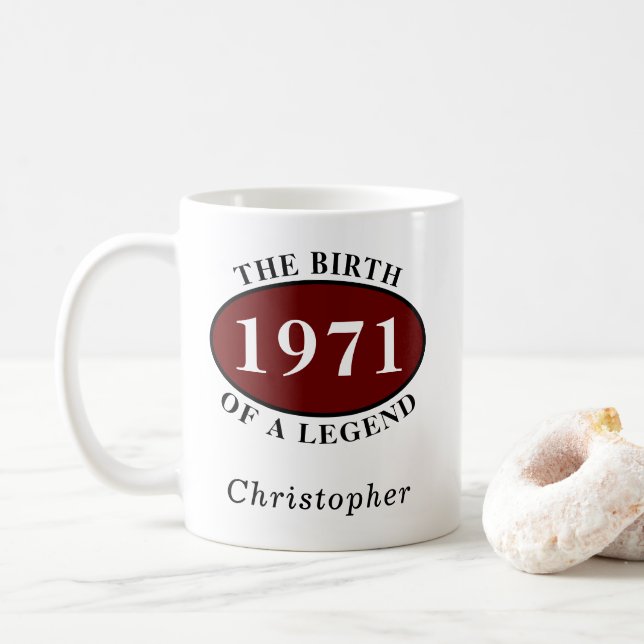 Mug Personnalisé 50e anniversaire 1971 Naissance d'une (Avec donut)