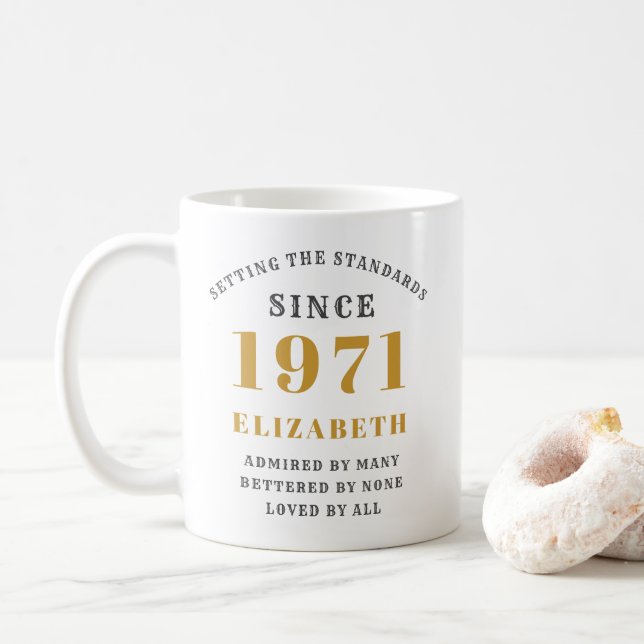 Mug Personnalisé 50th Birthday 1971 Elegant Ajouter un (Avec donut)