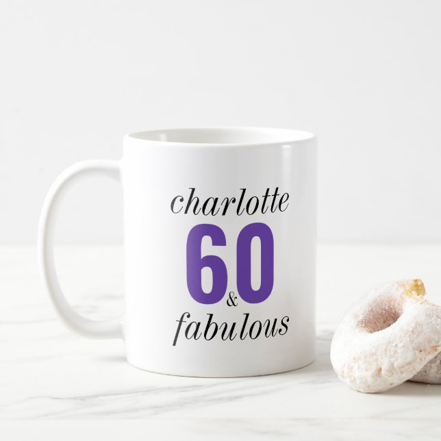Mug Personnalisé 60 et fabuleux 60e anniversaire cadea (Avec donut)