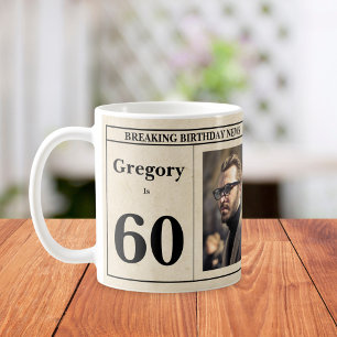 Mug Personnalisé 60e anniversaire Retro journal photo