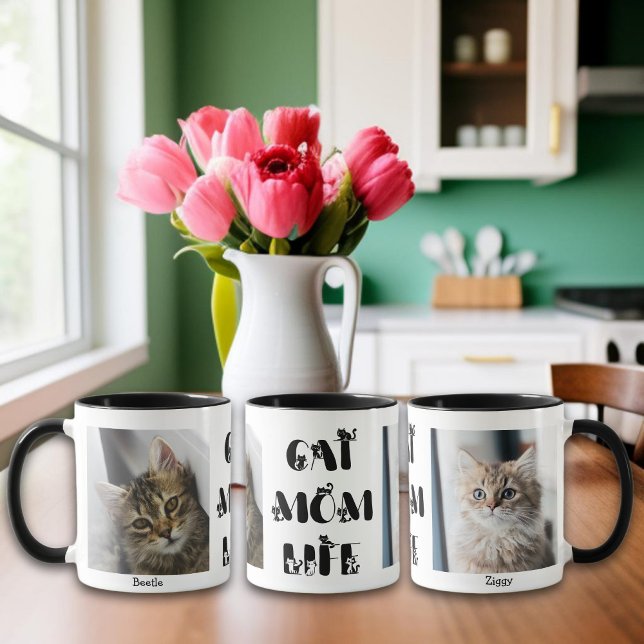 Mug Personnalisé Animal Photo Chat Maman Vie Mère Mère (Créateur téléchargé)