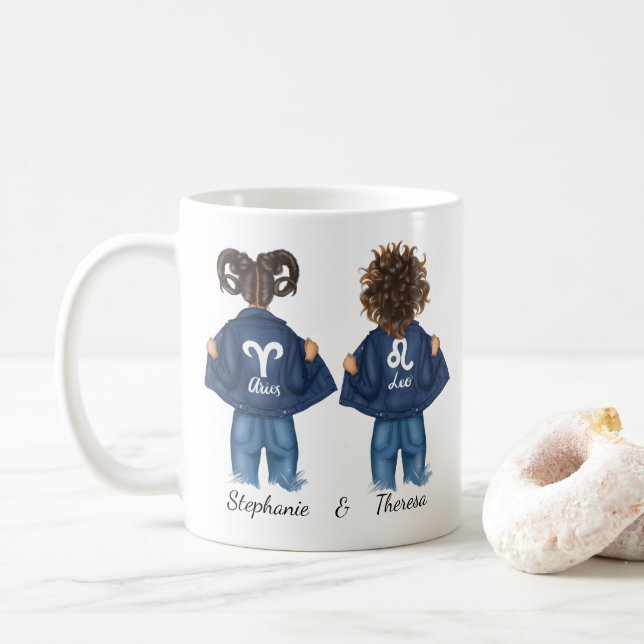 Mug Personnalisé Aries Leo Girl Jean (Avec donut)