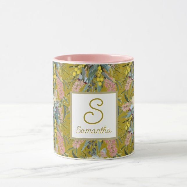 Mug Personnalisé Aussie Native Bush Blooms Mustard Yel (Centre)