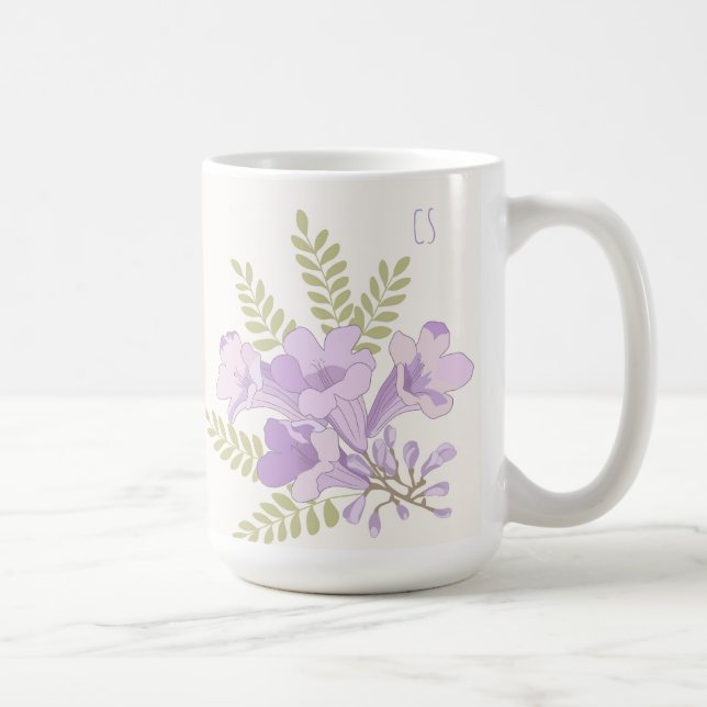Mug personnalisé aux fleurs de jacaranda initiales (Droite)