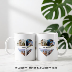 Mug personnalisé avec 9 photos en forme de cœur -