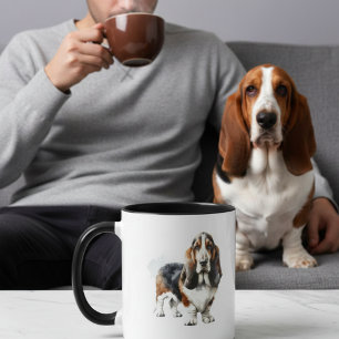 Mug personnalisé avec art de Basset Hound mignon