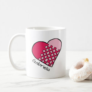 Mug personnalisé avec cœur tressé rouge et rose