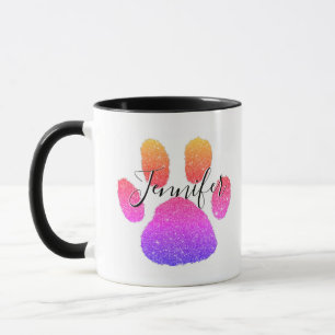 Mug personnalisé avec empreinte de patte pailletée