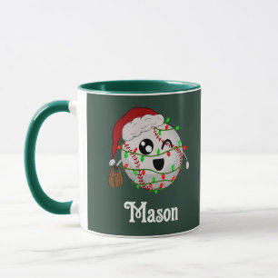 Mug Personnalisé Avec Le Nom Feux De Noël Baseball