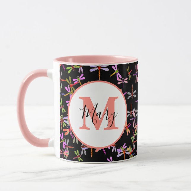 mug personnalisé avec libellules colorées (Gauche)