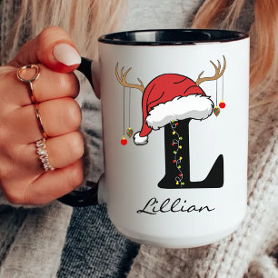 Mug personnalisé avec monogramme du Père Noël, cad