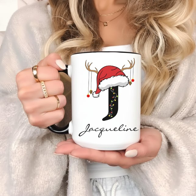 Mug personnalisé avec monogramme du Père Noël pour (monogram christmas mug, holiday coffee mug, christmas coworker gift, christmas mug for friends,)