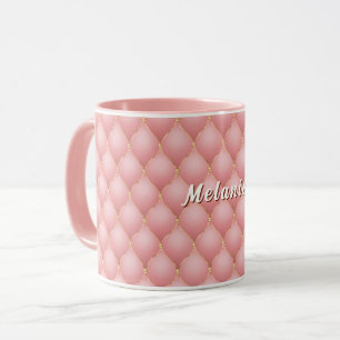 Mug personnalisé avec nom brodé et diamants en or