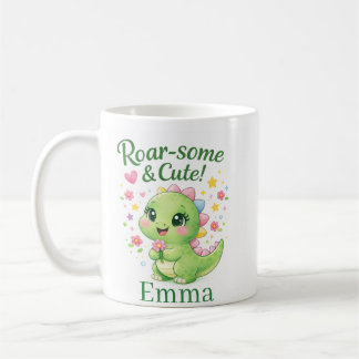 Mug personnalisé avec nom de dinosaure mignon
