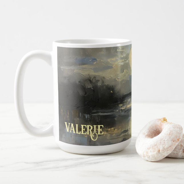 Mug personnalisé avec nom et paysage à l'aquarelle (Avec donut)