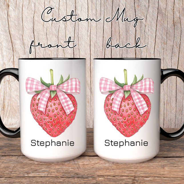 Mug Personnalisé avec Nom Fraise, Cadeau d'Anniver (strawberry coquette mug, custom name mug, personalized strawberry mug, mug for her, birthday gift)