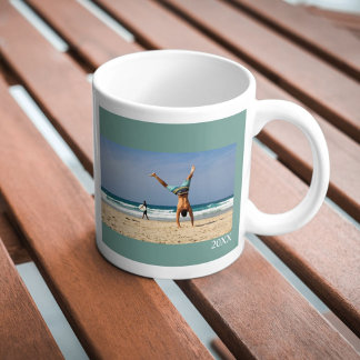 Mug personnalisé avec photo, texte et année