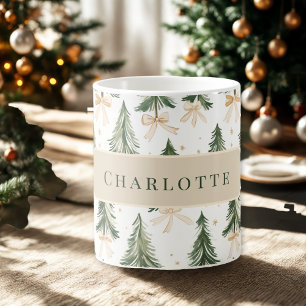 Mug personnalisé avec sapin de Noël à l'aquarelle