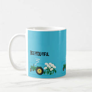 Mug personnalisé avec tracteur et hydrangées et b