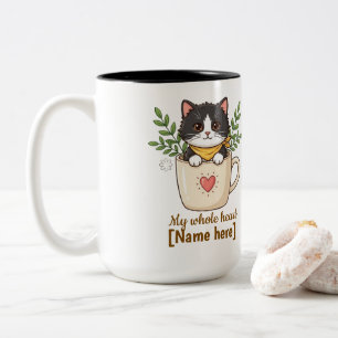 Mug Personnalisé avec un Joli Chat Noir dans une T