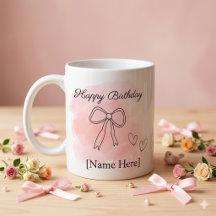 Mug personnalisé avec un nœud rose coquette pour a