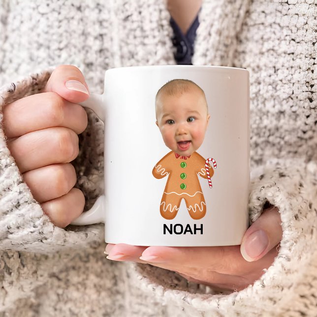 Mug Personnalisé Baby Photo Face Drôle Noël Gingerbrea (Créateur téléchargé)